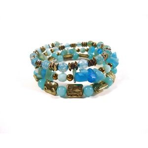Blue Gold Cuff Wrap Bracelet Jewelry